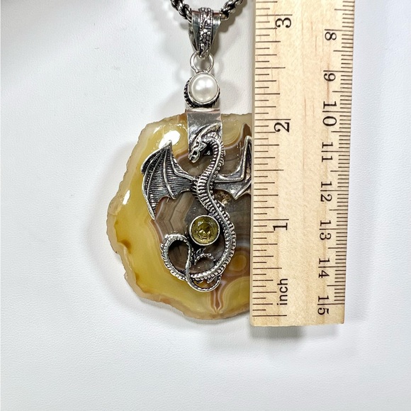 XL Solar Agate 🐉 Dragon 925 Gemstone Pendant - Picture 7 of 9